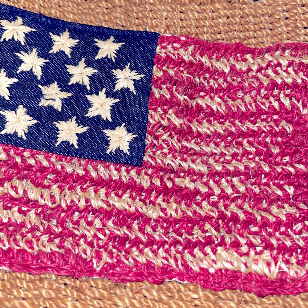 Q & A American flag straw small tote bag - Picture 2 of 8